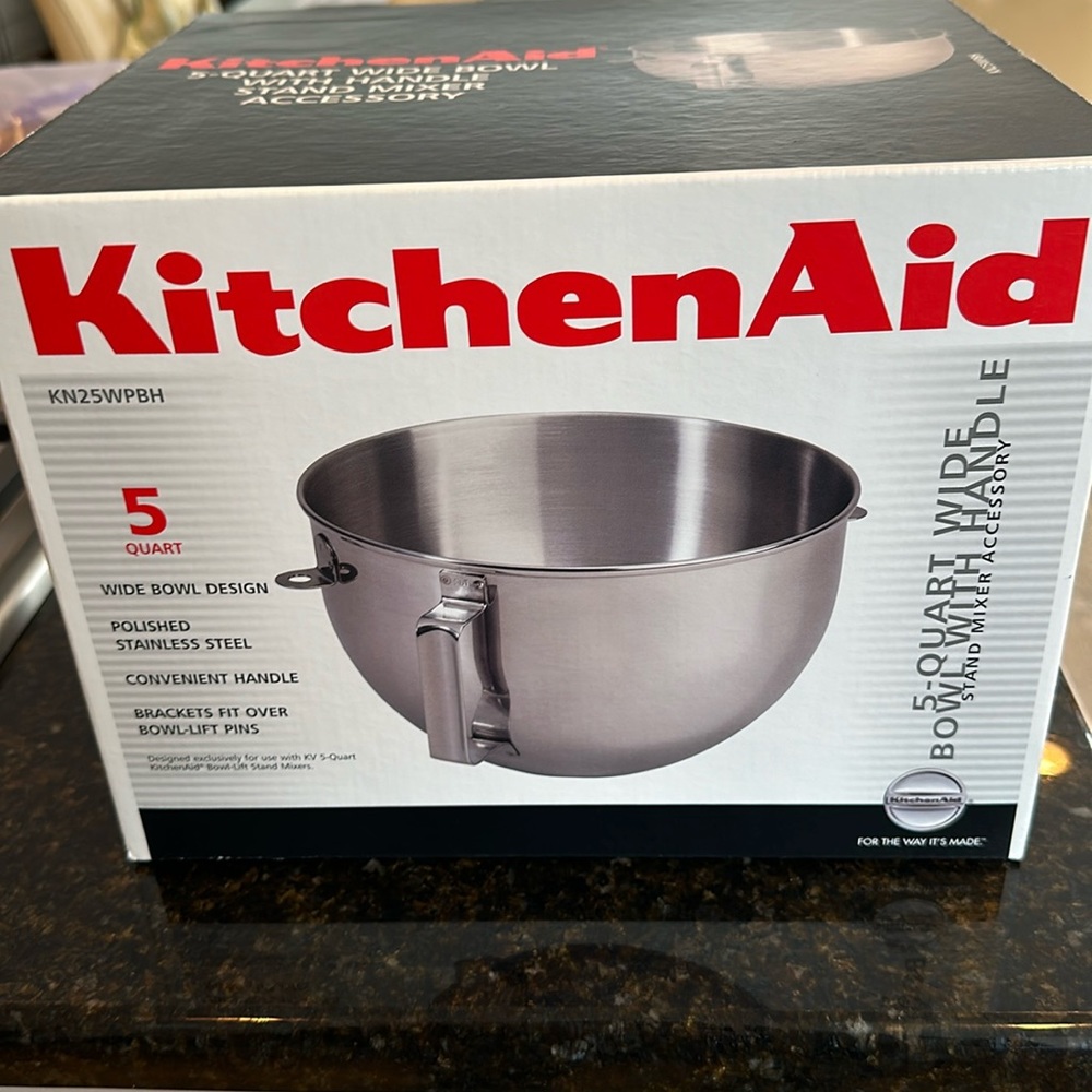 KitchenAid 5 Quart Wide Bowl With Handle Stand Mixer Accessory